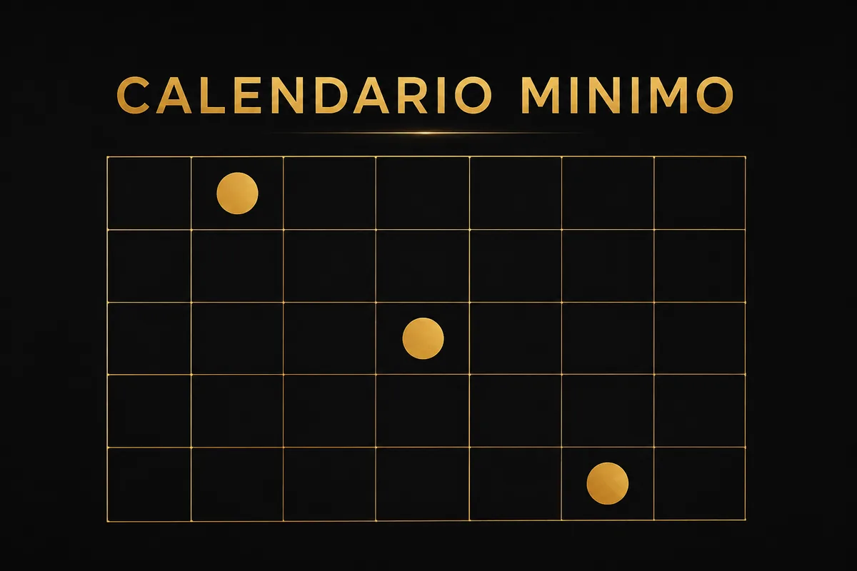 Un calendario editorial mínimo viable con tres huecos marcados