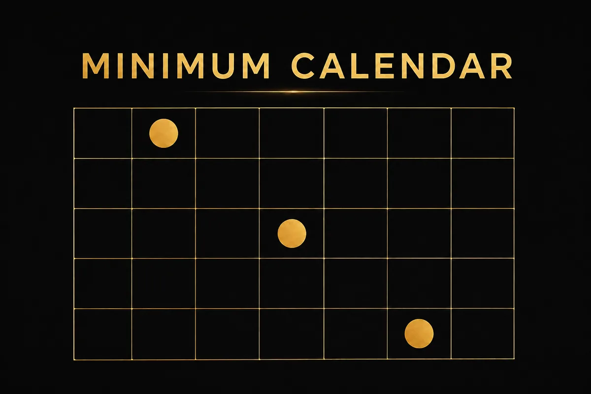 A minimum viable editorial calendar with three marked slots