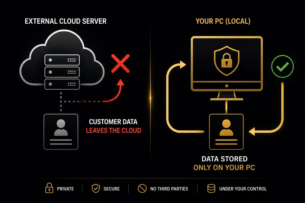 Client data leaving for the cloud against the same data kept only on the agent's own computer