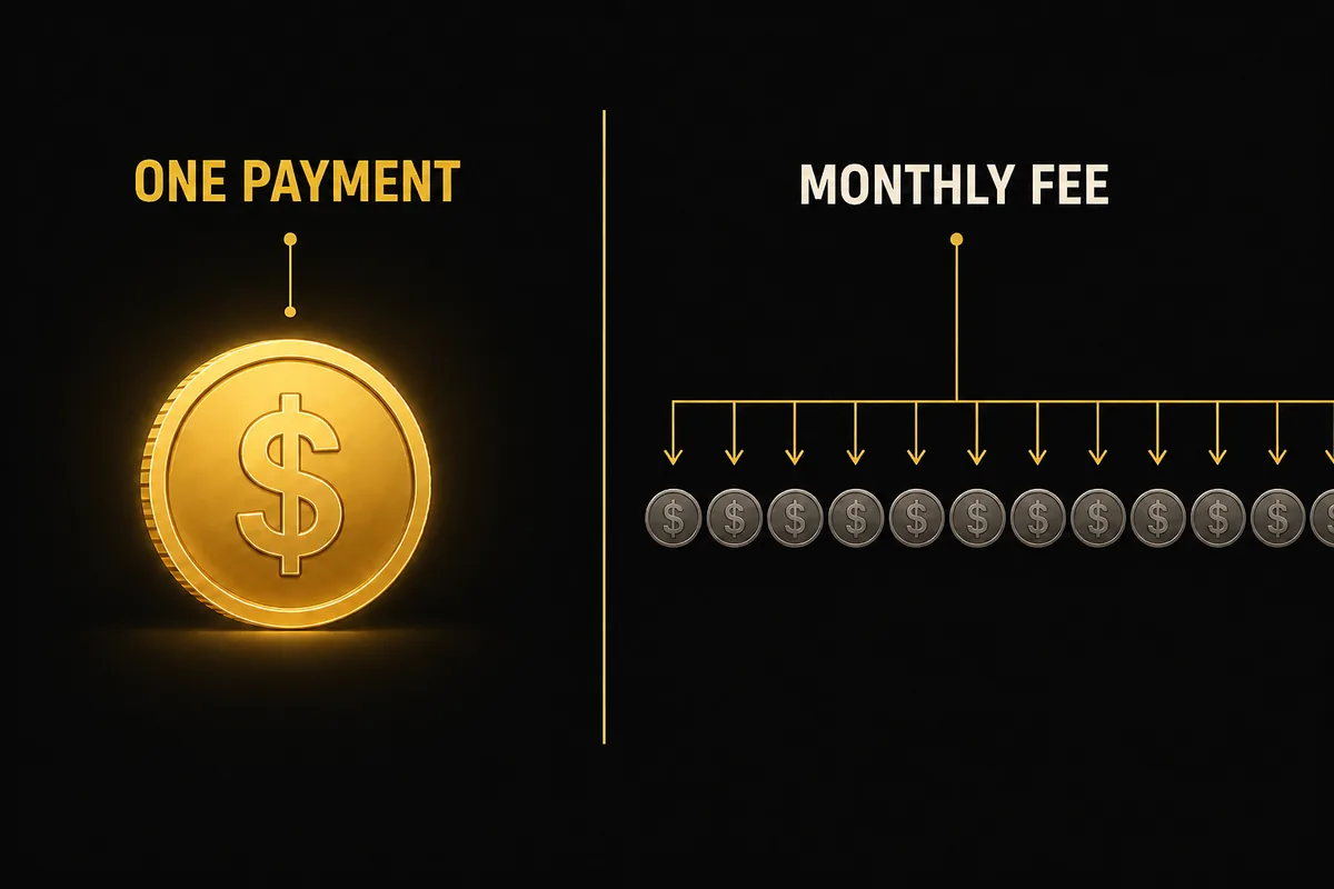 One payment against a monthly fee that keeps repeating