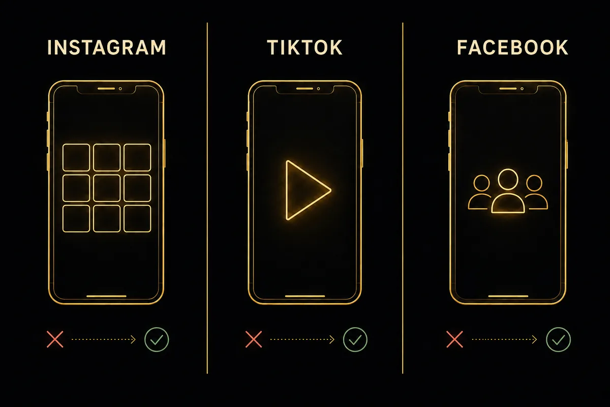 Instagram, TikTok and Facebook compared side by side