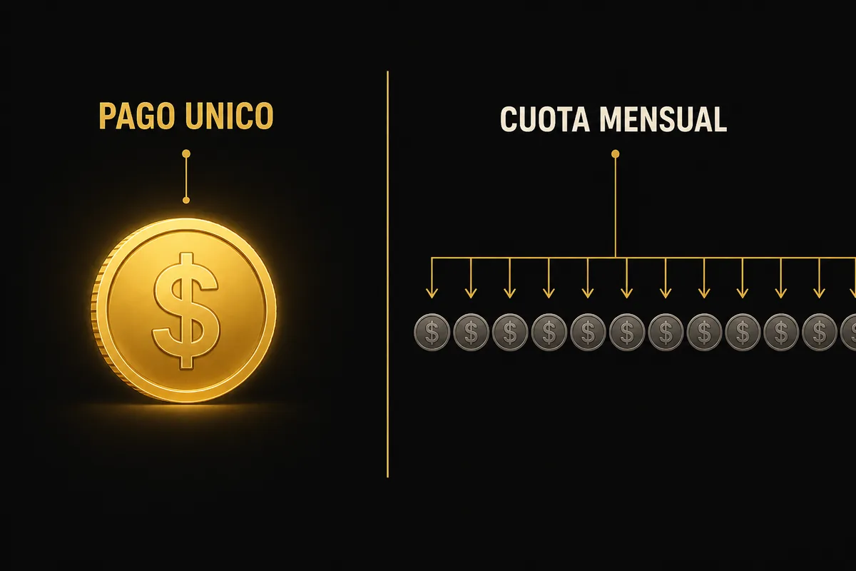 Un pago único frente a una cuota mensual que se repite