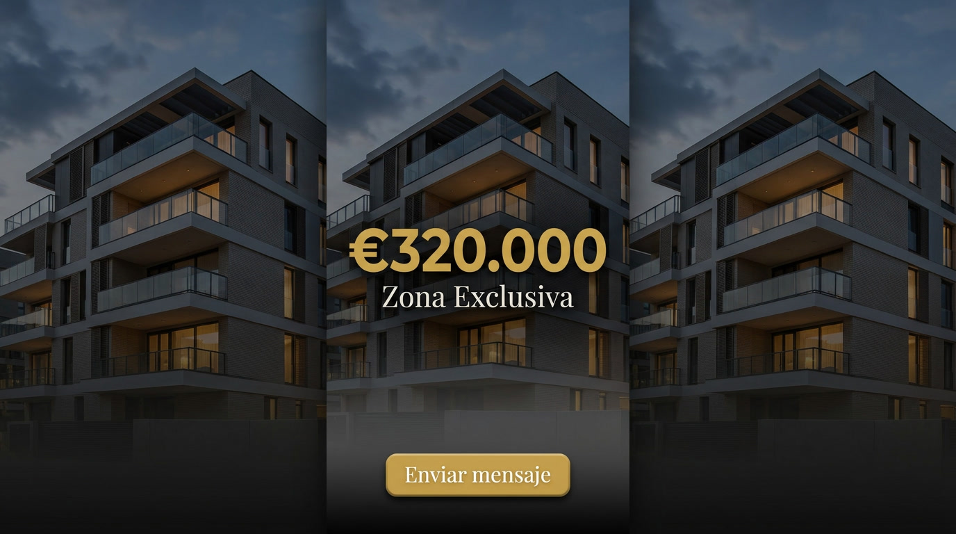 Story inmobiliaria tipo escaparate con foto de propiedad, precio en grande, zona exclusiva y botón de enviar mensaje
